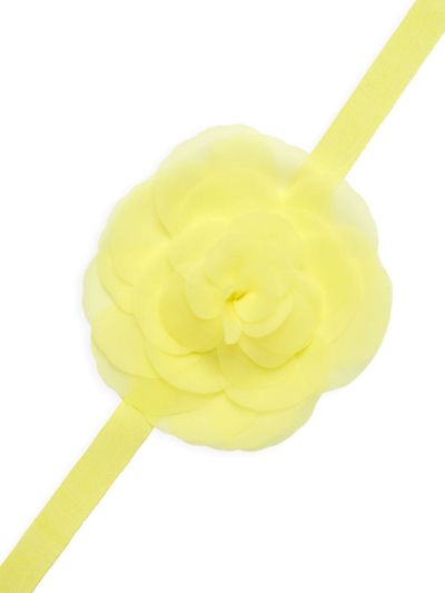 Shop Cynthia Rowley Women's Organza Floral Multi-purpose Band In Yellow
