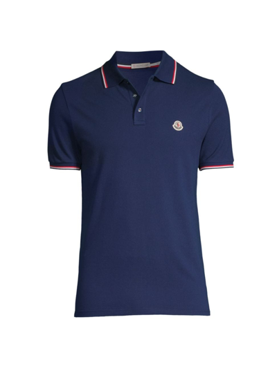 Shop Moncler Men's  Man Cotton Polo Shirt In Blue