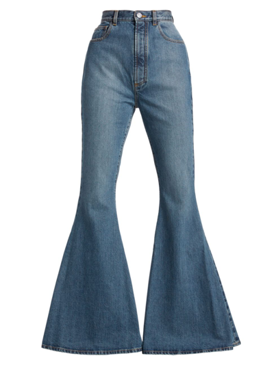 Shop Alaïa Women's Flared High-rise Jeans In Vintage Blue
