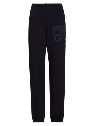 Shop Freecity Women's Logo Cotton Sweatpants In Superblack Blue