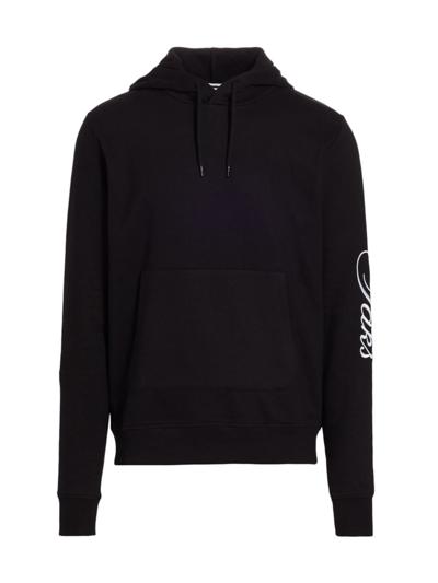 Shop Saks Fifth Avenue Men's Collection Logo Sleeve Hoodie In Moonless