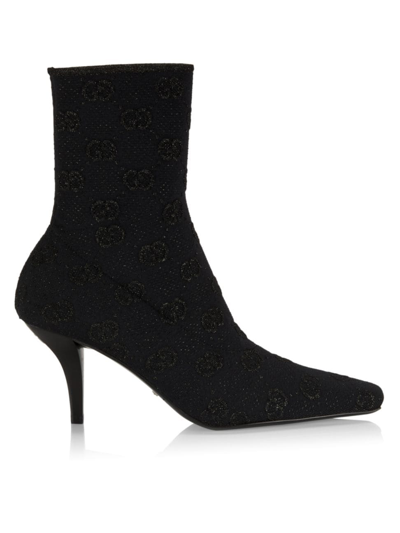 Shop Gucci Women's Gg Knit 90mm Sock Booties In Black