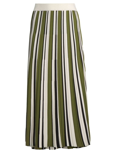 Shop Weekend Max Mara Women's Editta Striped Knit Midi Skirt In Green