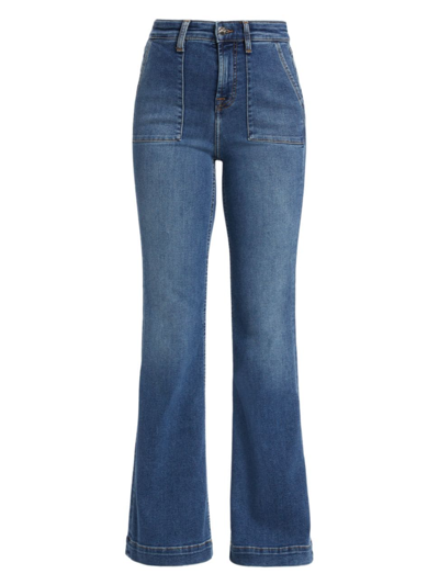 Shop Jen7 Women's High-rise Patch Pocket Flared Jeans In Brynn