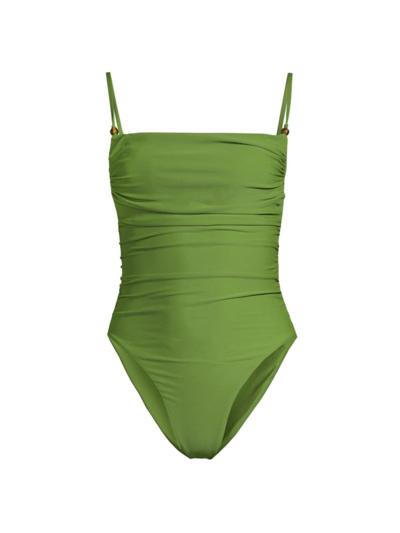 Shop Veronica Beard Women's Cynzia Beaded One-piece Swimsuit In Forest Army