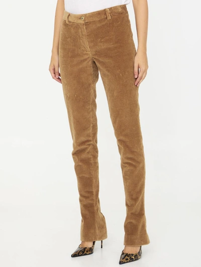 Shop Dolce & Gabbana Corduroy Trousers In Beige