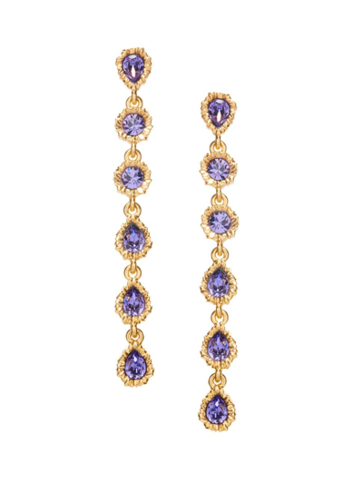 Shop Oscar De La Renta Women's Lintzer Goldtone & Glass Crystal Drop Earrings In Tanzanite