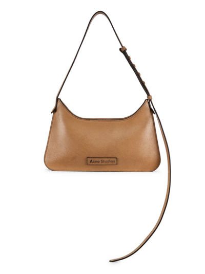 Shop Acne Studios Women's Mini Platt Crackle Leather Shoulder Bag In Dark Beige