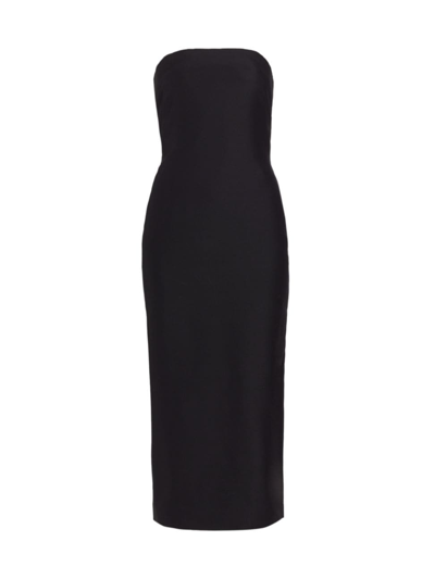 Shop The Row Women's Nita Strapless Wool & Silk Midi-dress In Black