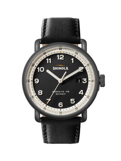Shop Shinola Men's The Canfield Model C56 Stainless Steel & Leather Strap Watch In Black