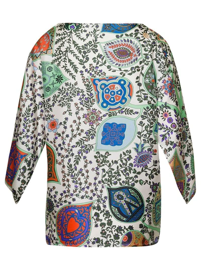 Shop Alberto Biani Multicolor Cape Top With All-over Graphic Print In Silk Woman