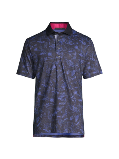 Shop Greyson Men's What Lies Beneath Graphic Polo Shirt In Canal