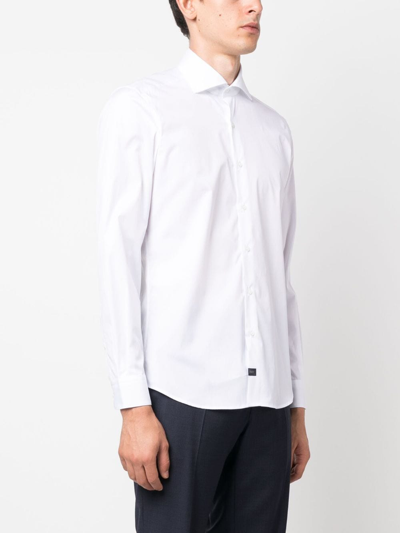 Shop Fay Cutaway-collar Long-sleeve Shirt In White