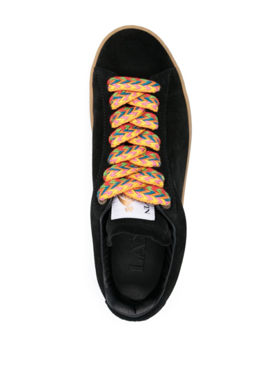 Shop Lanvin Lite Curb Suede Sneakers In Black