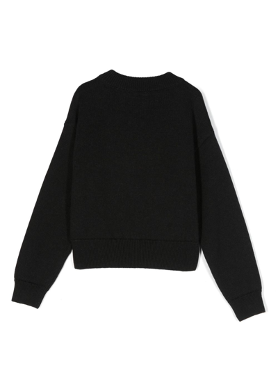 Shop Moschino Intarsia-knit Logo Jumper In Black