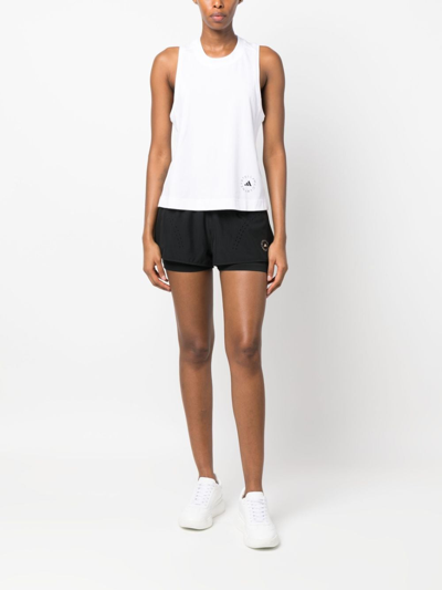 Shop Adidas By Stella Mccartney True Pace Running Logo-print Tank Top In White