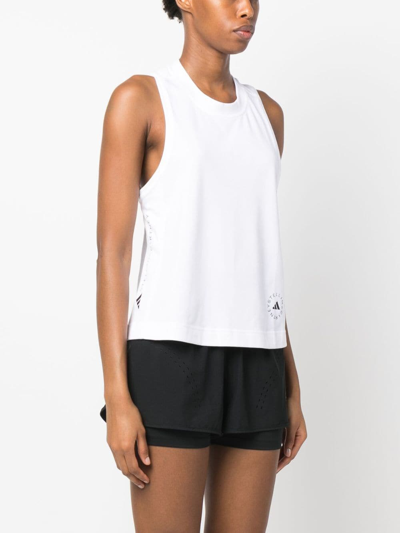 Shop Adidas By Stella Mccartney True Pace Running Logo-print Tank Top In White