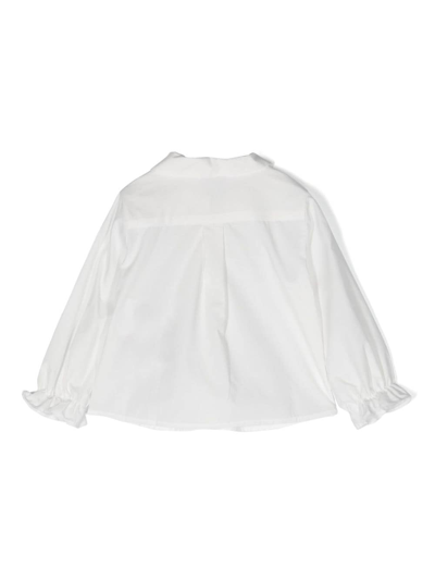 Shop Emporio Armani Logo-embroidered Cotton Shirt In White