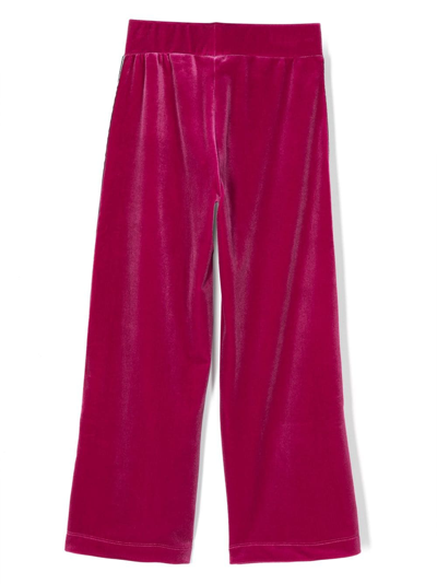 Chiara Ferragni Eyelike-motif Velvet Trousers In Pink