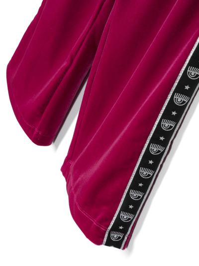 Chiara Ferragni Eyelike-motif Velvet Trousers In Pink