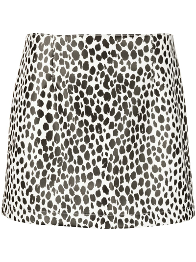 Shop Philosophy Di Lorenzo Serafini Cheetah-print Faux-leather Miniskirt In White