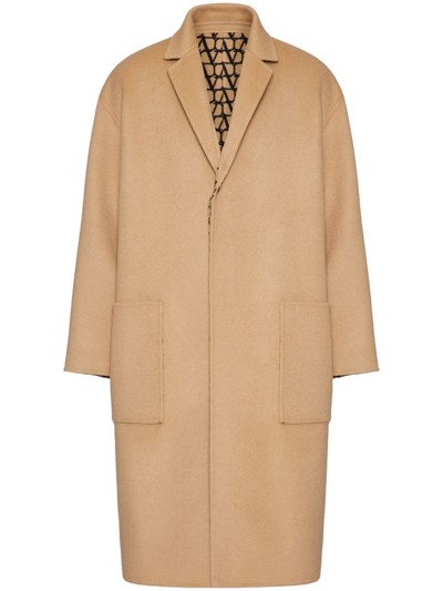 Shop Valentino Toile Iconographe Reversible Wool Coat In Neutrals