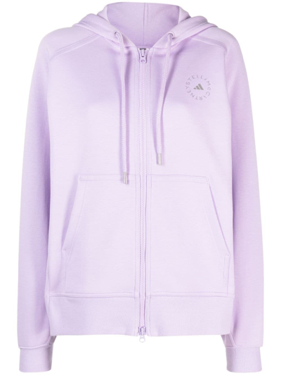 Shop Adidas By Stella Mccartney Logo-print Zip-up Hoodie In Purple