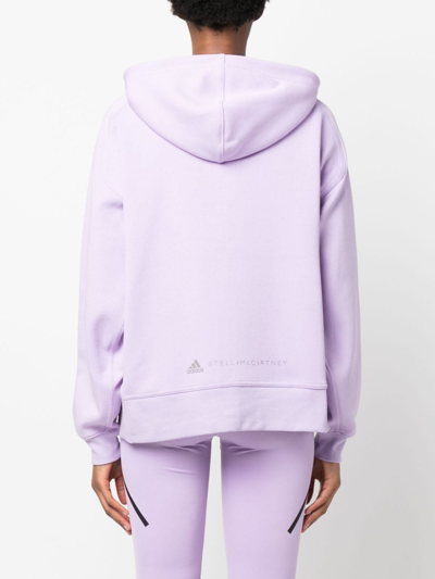 Shop Adidas By Stella Mccartney Logo-print Zip-up Hoodie In Purple
