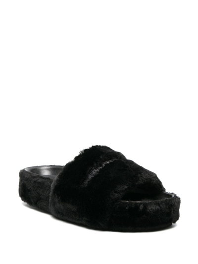 Stella Mccartney Faux-fur Moulded-footbed Slippers In Black
