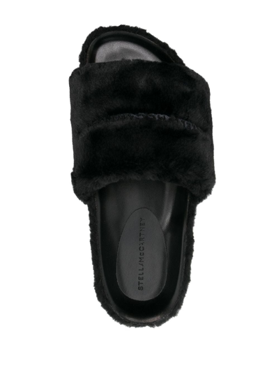 Shop Stella Mccartney Faux-fur Moulded-footbed Slippers In Black