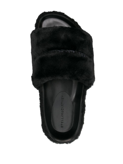 Stella Mccartney Faux-fur Moulded-footbed Slippers In Black