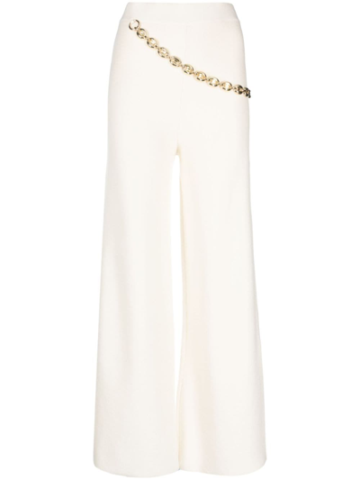 Rabanne Chainmail-detail Knitted Trousers In White