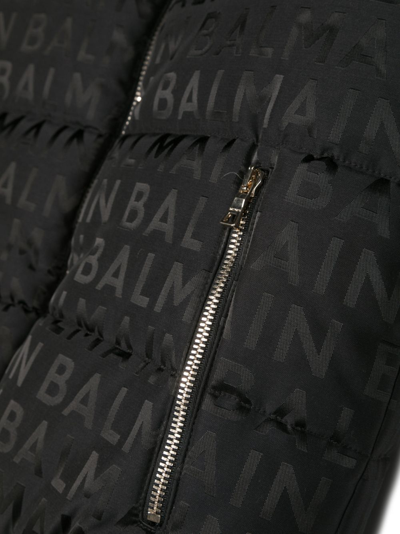 Shop Balmain Monogram-jacquard Padded Gilet In Black