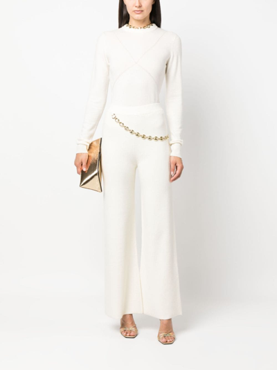 Rabanne Chainmail-detail Knitted Trousers In White