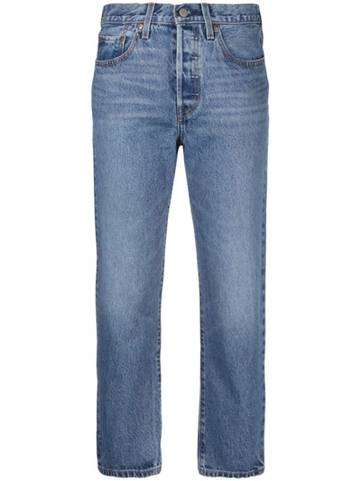 Shop Levi's '501' Cropped Jeans In Blue