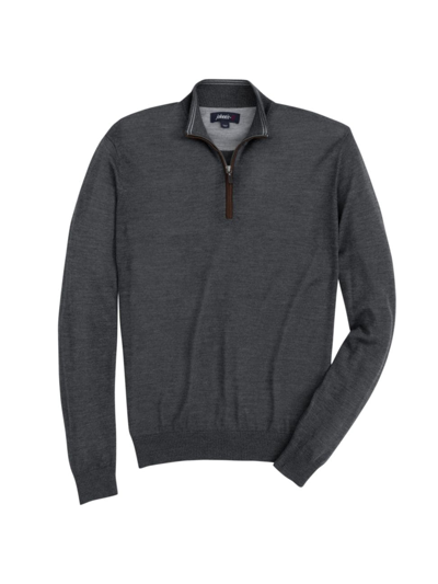 Shop Johnnie-o Men's Baron Quarter-zip Merino Wool-blend Sweater In Dark Stormy