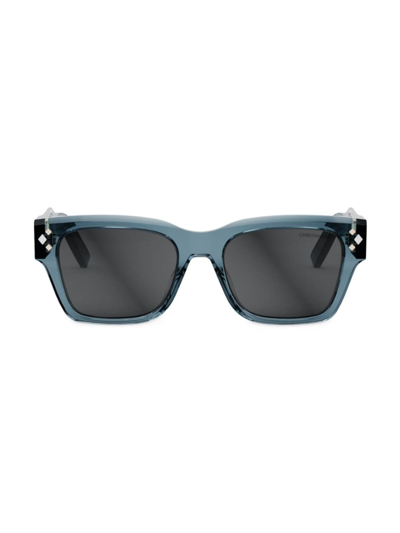 Shop Dior Men's Cd Diamond S2i 54mm Geometric Sunglasses In Shiny Blue Smoke