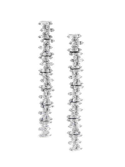 Shop Nickho Rey Women's Cindy Rhodium Vermeil & Crystal Drop Earrings In White Gold