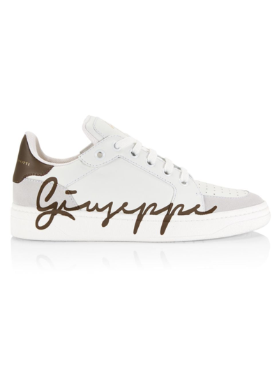 Shop Giuseppe Zanotti Men's Gz/94 Scarpa Uomo Leather Low-top Sneakers In White Green