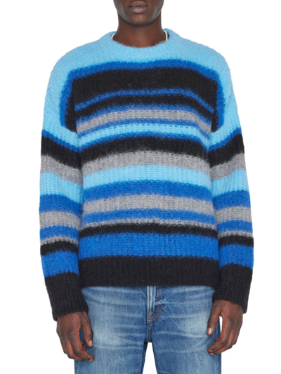 Shop Frame Men's Striped Alpaca-blend Sweater In Sky Blue Multi
