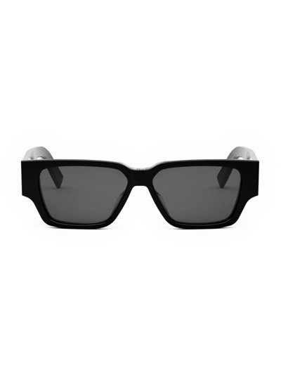 Shop Dior Men's Cd Diamond S5i 56mm Geometric Sunglasses In Shiny Black Smoke