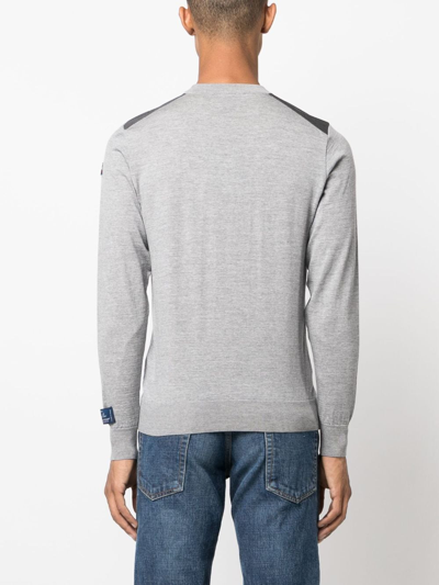 Shop Paul & Shark Fine-knit Wool Jumper In Grey