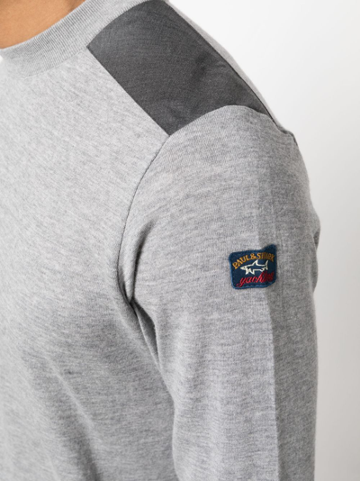 Paul & Shark Fine-knit Wool Jumper In Grey