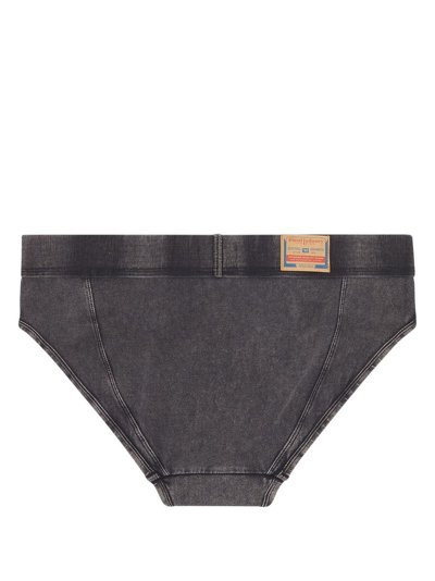 Diesel Denim-effect Stretch-cotton Briefs In Black