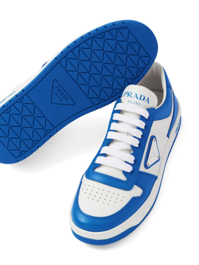 Shop Prada Downtown Leather Sneakers In Blue