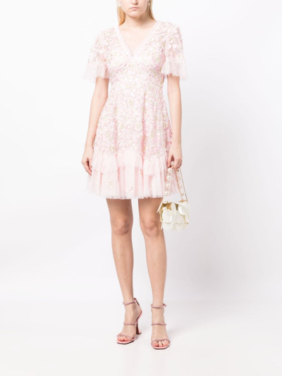 Shop Needle & Thread Primrose Floral-embroidered Dress In Pink