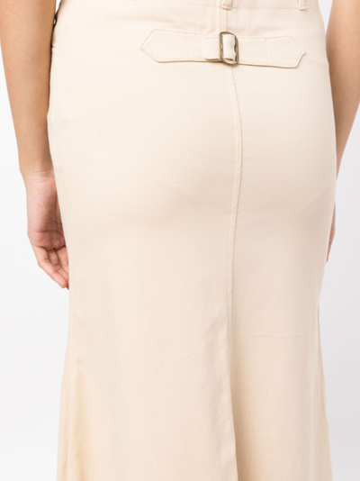 Shop Ralph Lauren Low-rise Cotton Midi Skirt In Brown