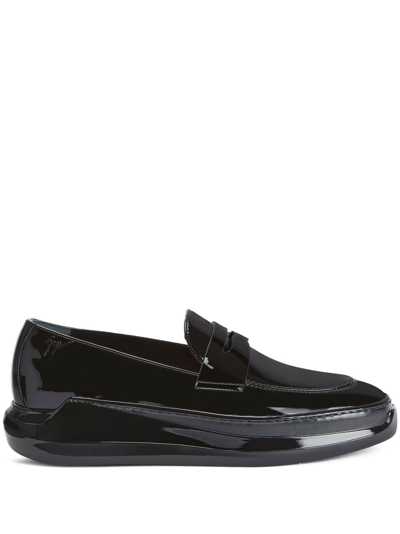 Shop Giuseppe Zanotti Conley Glam Patent Leather Loafers In Black