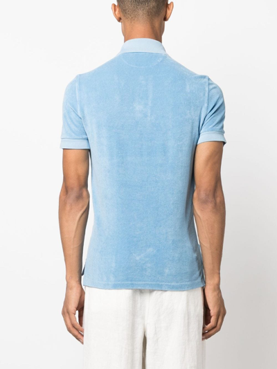 Shop Tom Ford Towelling-finish Cotton Polo Shirt In Blue