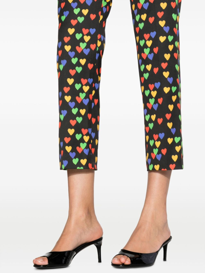 Shop Akris Heart-print Cropped Trousers In Black